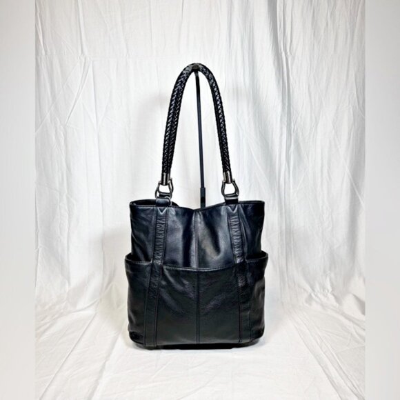 Tignanello Large Black Pebbled Leather Tote Shoulder Bag - Picture 1 of 8